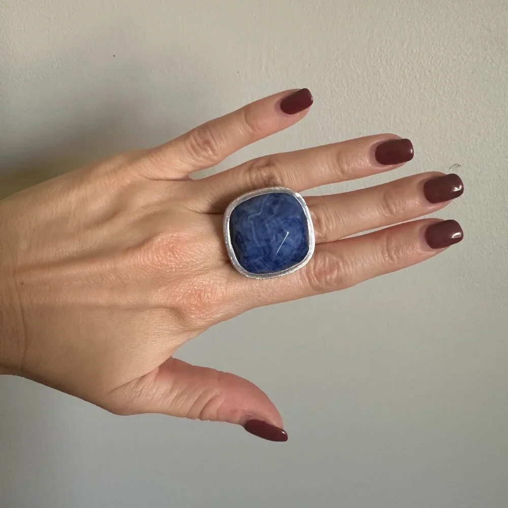 Sterling Silver and Sodalite Stone Ring from Ilaria Peru - Adjustable